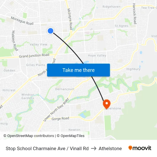 Stop School Charmaine Ave / Vinall Rd to Athelstone map