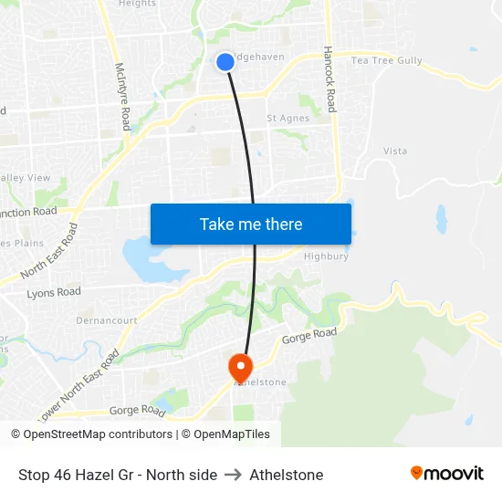 Stop 46 Hazel Gr - North side to Athelstone map