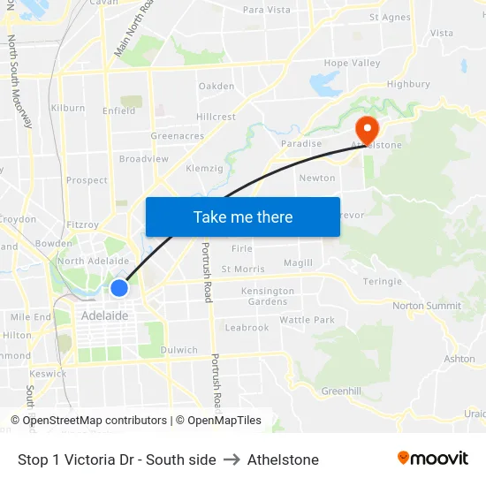 Stop 1 Victoria Dr - South side to Athelstone map