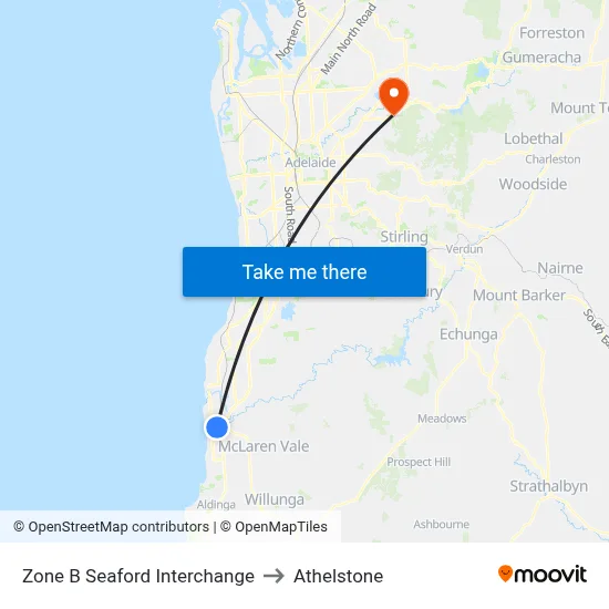 Zone B Seaford Interchange to Athelstone map