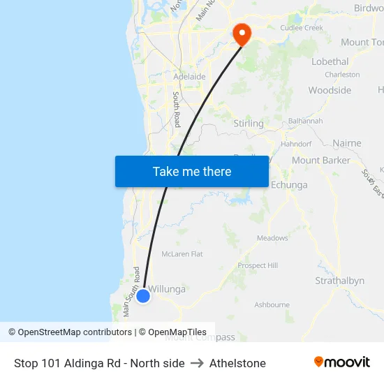 Stop 101 Aldinga Rd - North side to Athelstone map