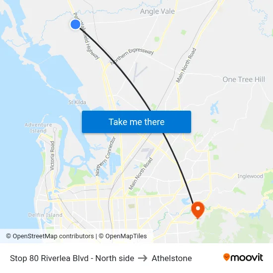 Stop 80 Riverlea Blvd - North side to Athelstone map