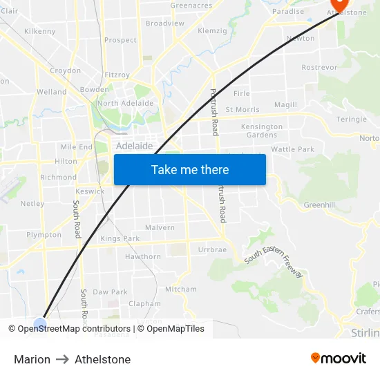 Marion to Athelstone map