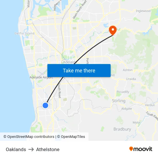 Oaklands to Athelstone map