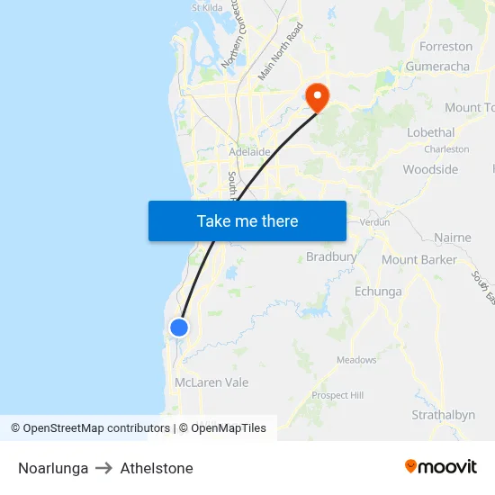Noarlunga to Athelstone map