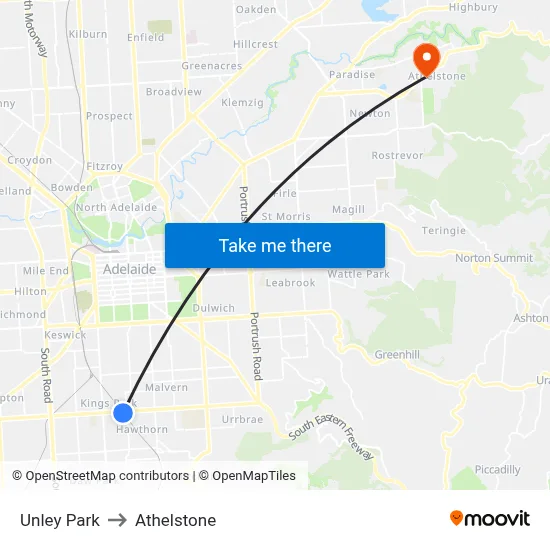 Unley Park to Athelstone map