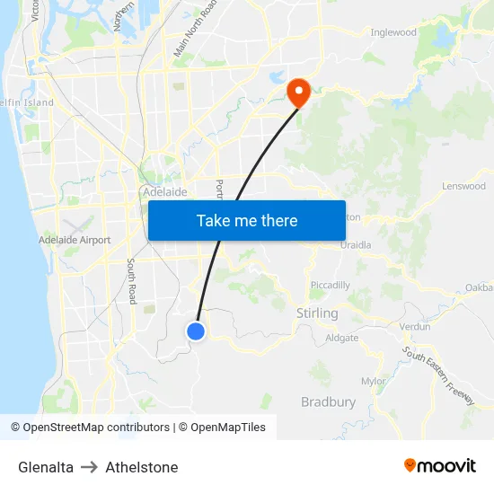 Glenalta to Athelstone map