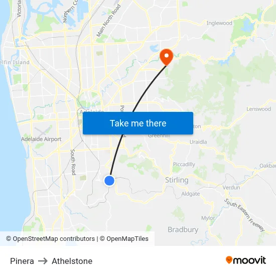 Pinera to Athelstone map