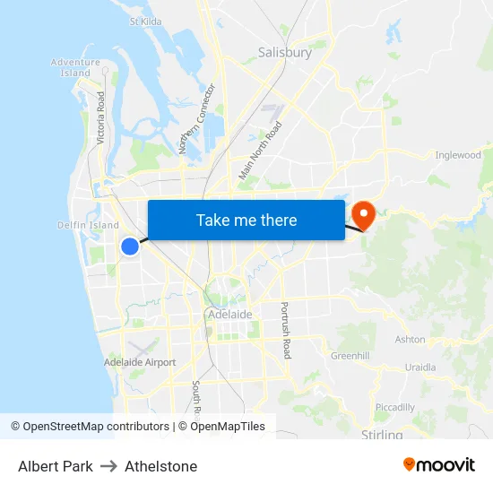 Albert Park to Athelstone map