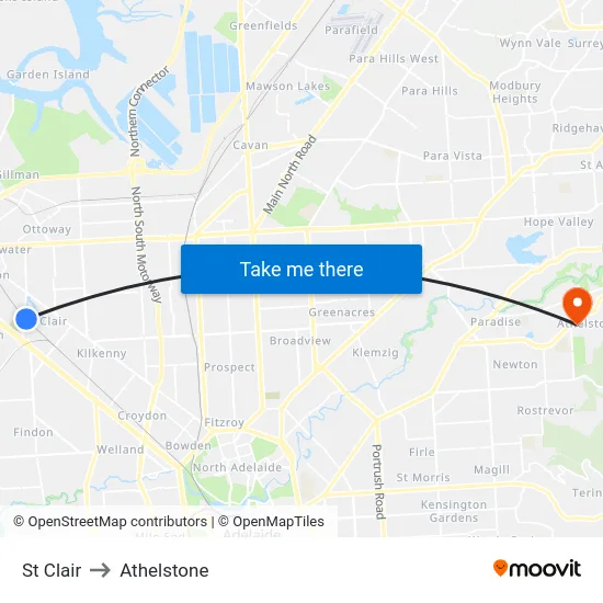St Clair to Athelstone map