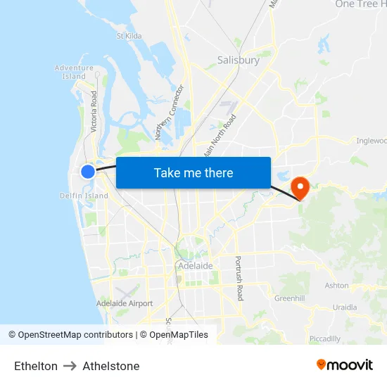 Ethelton to Athelstone map