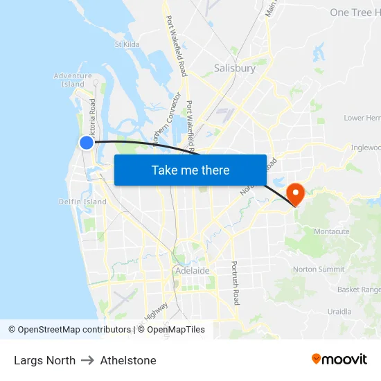 Largs North to Athelstone map