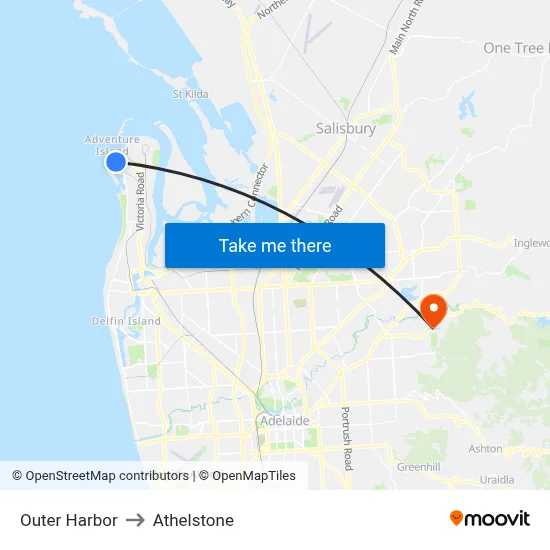 Outer Harbor to Athelstone map
