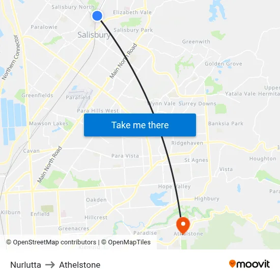 Nurlutta to Athelstone map