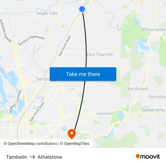 Tambelin to Athelstone map
