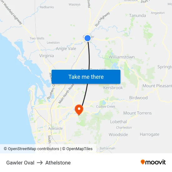 Gawler Oval to Athelstone map
