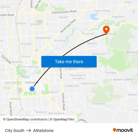 City South to Athelstone map