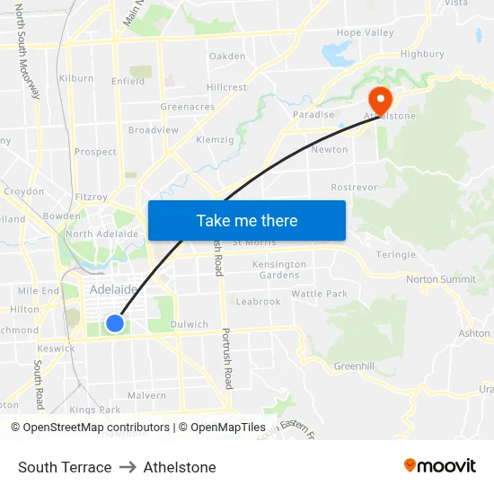South Terrace to Athelstone map