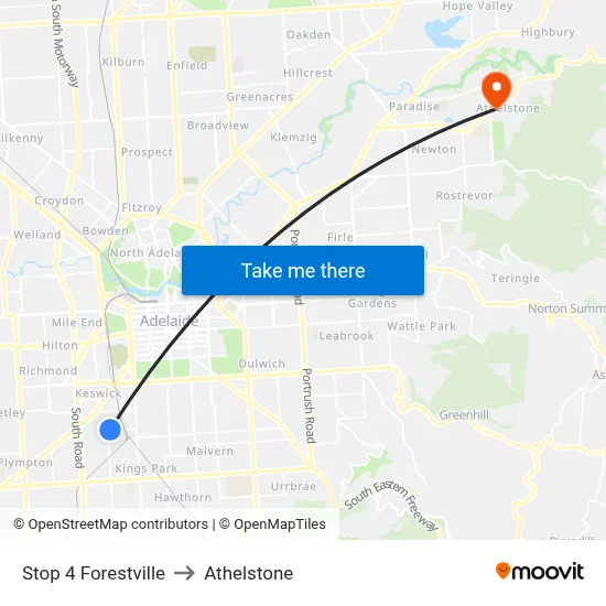 Stop 4 Forestville to Athelstone map