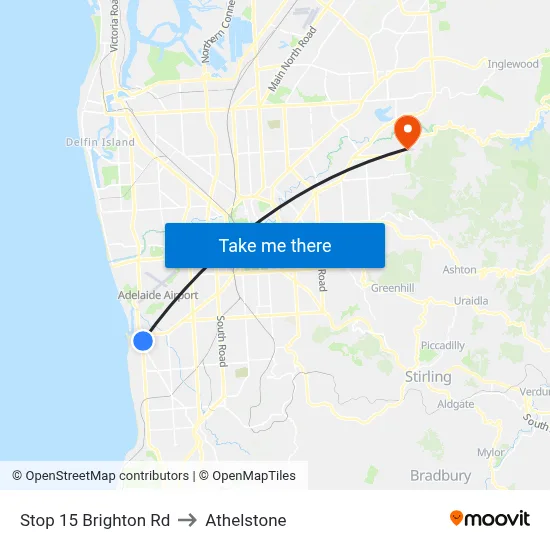 Stop 15 Brighton Rd to Athelstone map