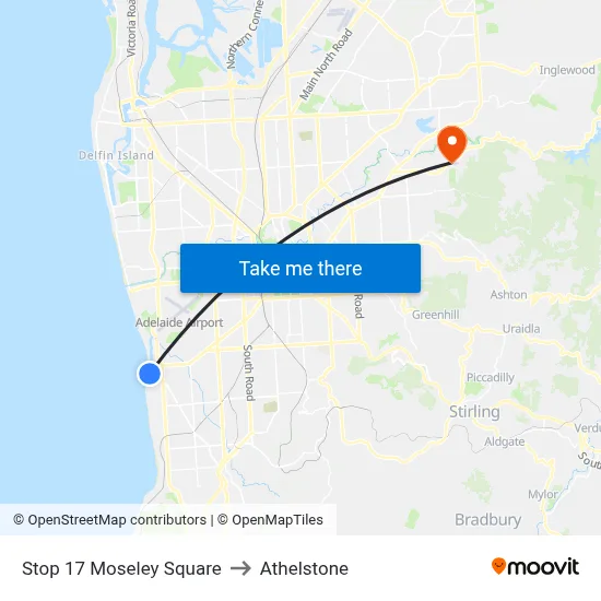 Stop 17 Moseley Square to Athelstone map
