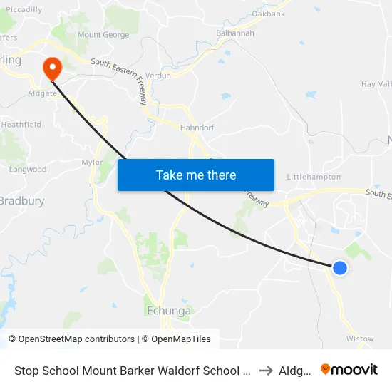 Stop School Mount Barker Waldorf School Sims Rd to Aldgate map