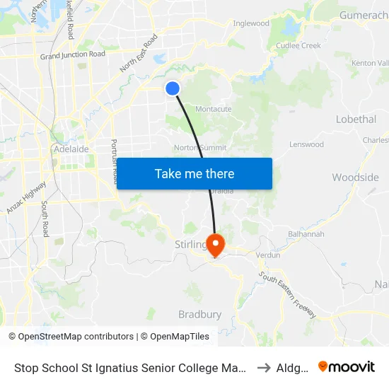 Stop School St Ignatius Senior College Manresa Ct to Aldgate map