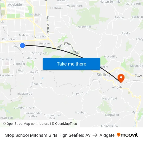 Stop School Mitcham Girls High Seafield Av to Aldgate map