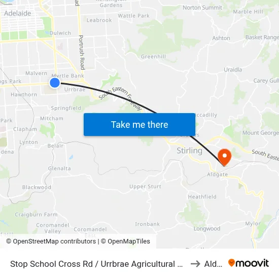 Stop School Cross Rd / Urrbrae Agricultural High School - North side to Aldgate map