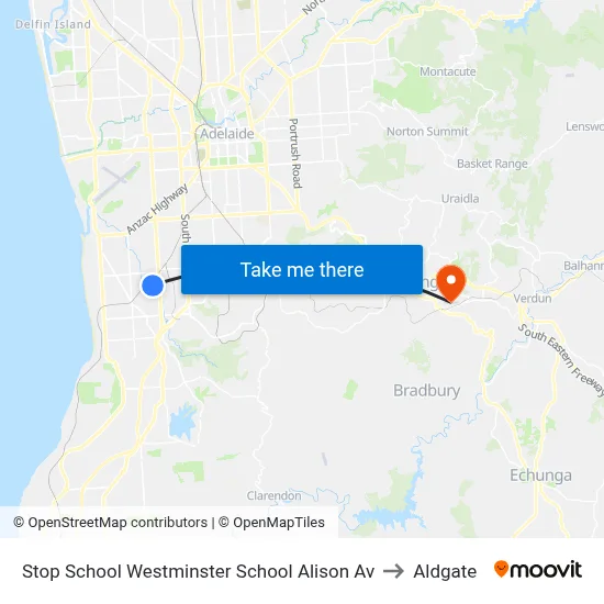 Stop School Westminster School Alison Av to Aldgate map