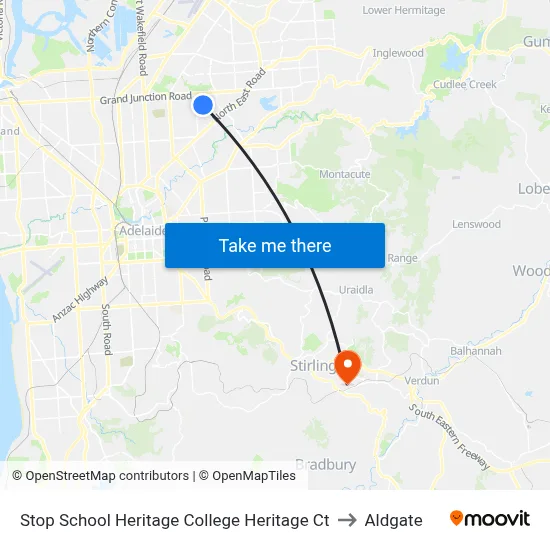 Stop School Heritage College Heritage Ct to Aldgate map