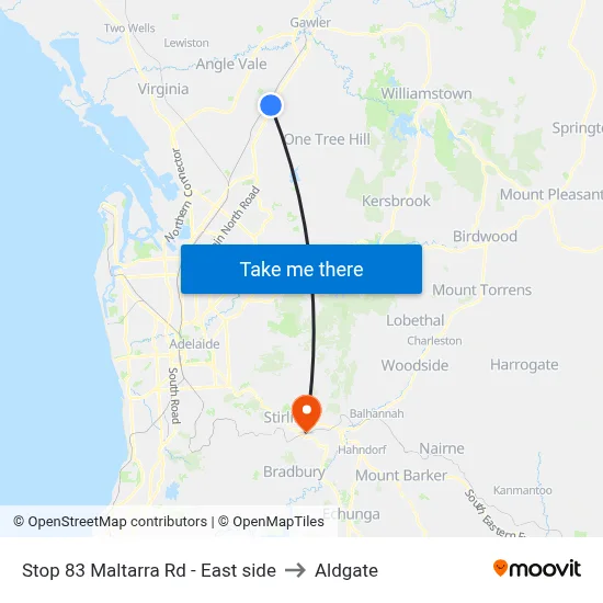 Stop 83 Maltarra Rd - East side to Aldgate map