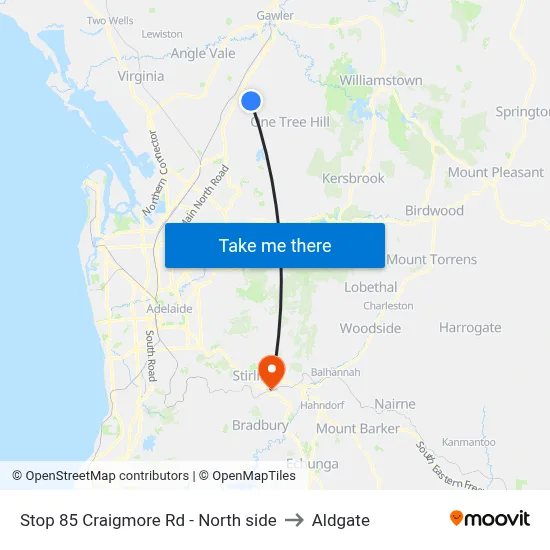 Stop 85 Craigmore Rd - North side to Aldgate map