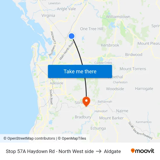 Stop 57A Haydown Rd - North West side to Aldgate map