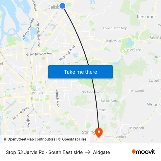 Stop 53 Jarvis Rd - South East side to Aldgate map