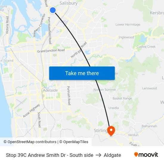 Stop 39C Andrew Smith Dr - South side to Aldgate map