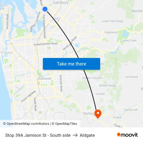 Stop 39A Jamison St - South side to Aldgate map