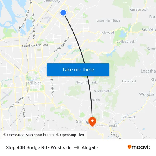 Stop 44B Bridge Rd - West side to Aldgate map