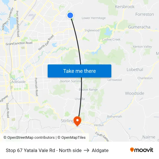 Stop 67 Yatala Vale Rd - North side to Aldgate map