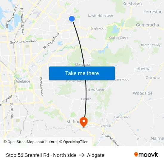 Stop 56 Grenfell Rd - North side to Aldgate map