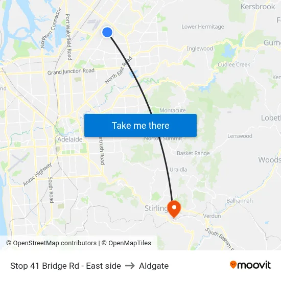 Stop 41 Bridge Rd - East side to Aldgate map