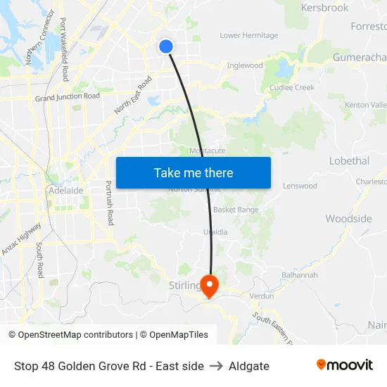 Stop 48 Golden Grove Rd - East side to Aldgate map