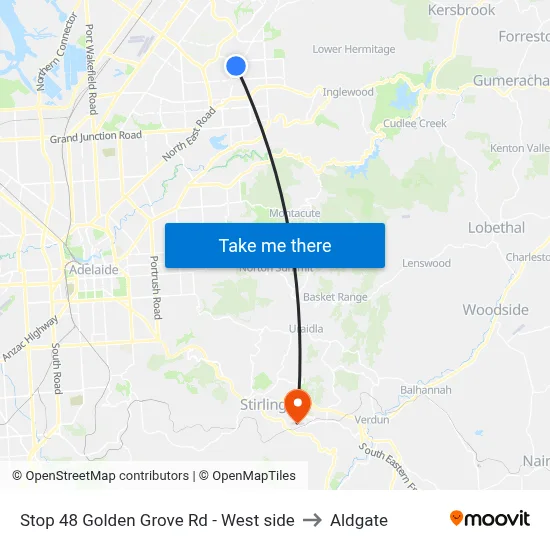Stop 48 Golden Grove Rd - West side to Aldgate map