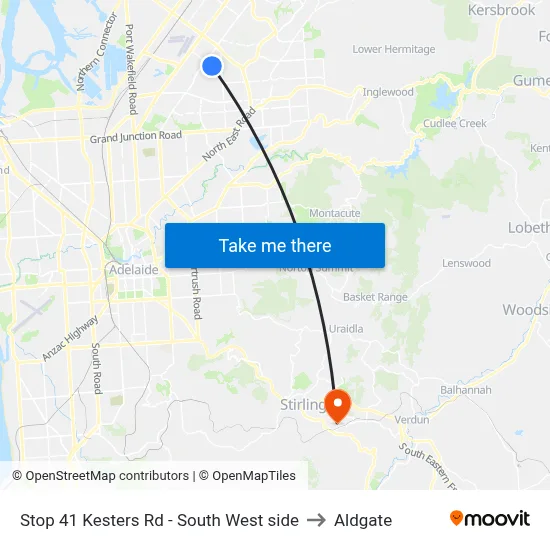 Stop 41 Kesters Rd - South West side to Aldgate map