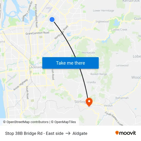 Stop 38B Bridge Rd - East side to Aldgate map