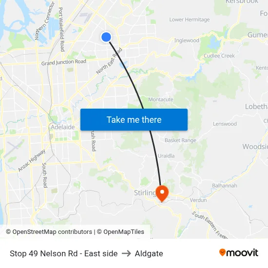 Stop 49 Nelson Rd - East side to Aldgate map