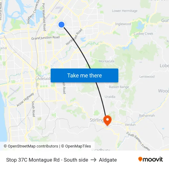 Stop 37C Montague Rd - South side to Aldgate map