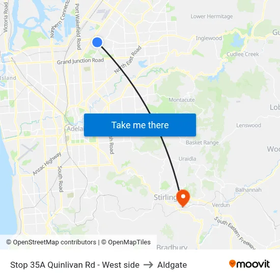Stop 35A Quinlivan Rd - West side to Aldgate map