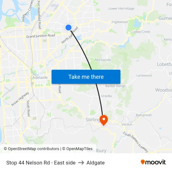 Stop 44 Nelson Rd - East side to Aldgate map