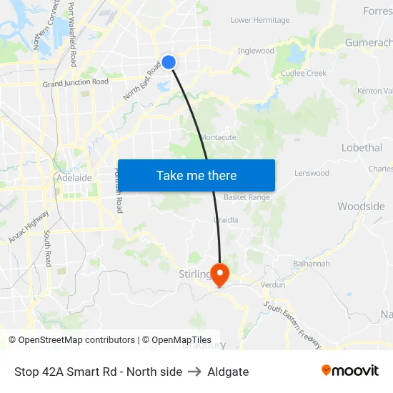 Stop 42A Smart Rd - North side to Aldgate map